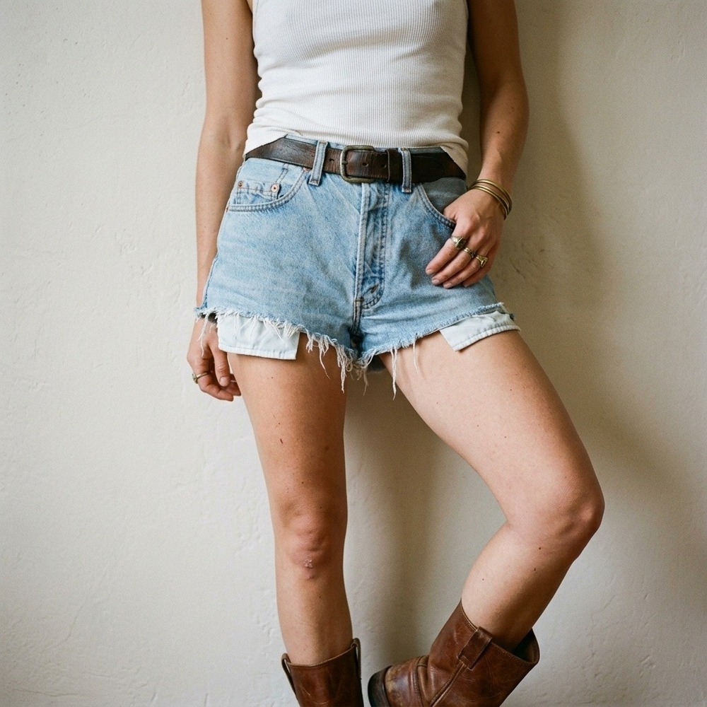 Vintage 90s Levis 532 Womens Shorts 26 Light Wash High Waist Cutoff Denim UK